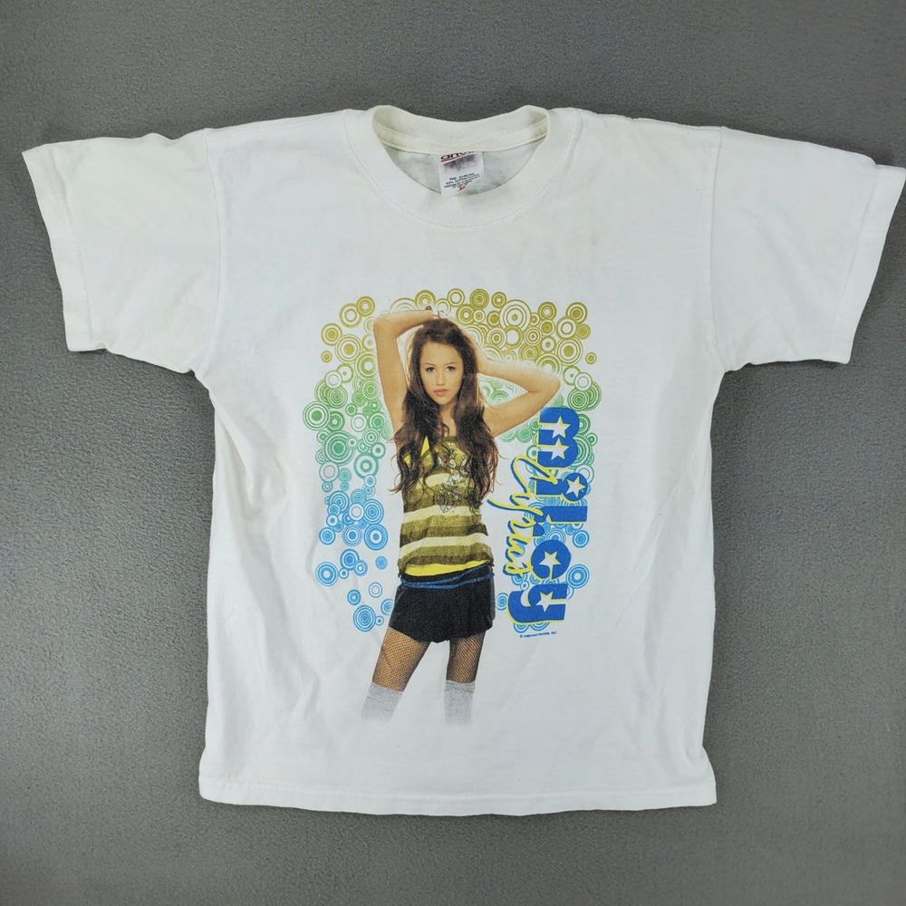 Anvil Miley Cyrus Tour Shirt Youth M White Best of Both Worlds 2007 2008 Vintage